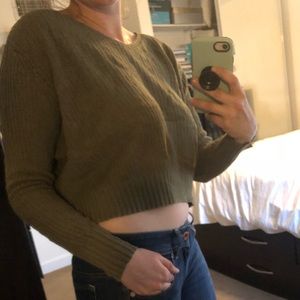 Green crop top sweater